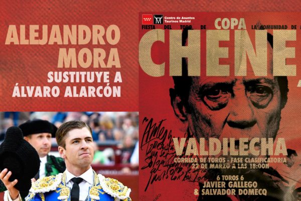 Alejandro Mora sustituye a Álvaro Alarcón en Valdilecha en la corrida de la Copa Chenel