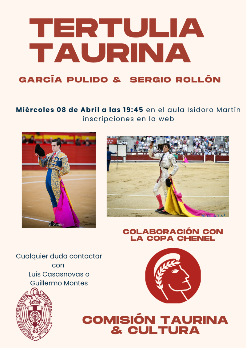 La Copa Chenel y el Circuito de Novilladas de Madrid, presentes en el Colegio Mayor San Pablo con una tertulia taurina